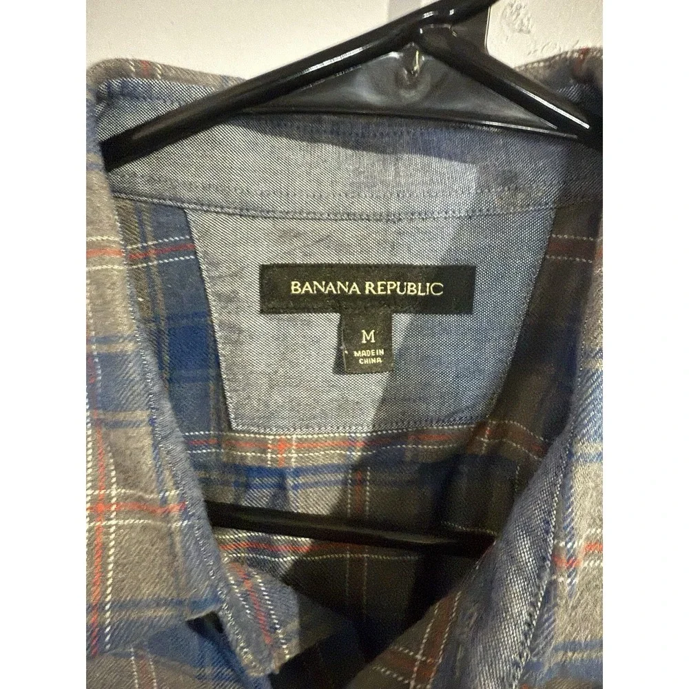 Banana Republic‎ Plaid Long Sleeve Button Up Med Weight Shirt Men Size M